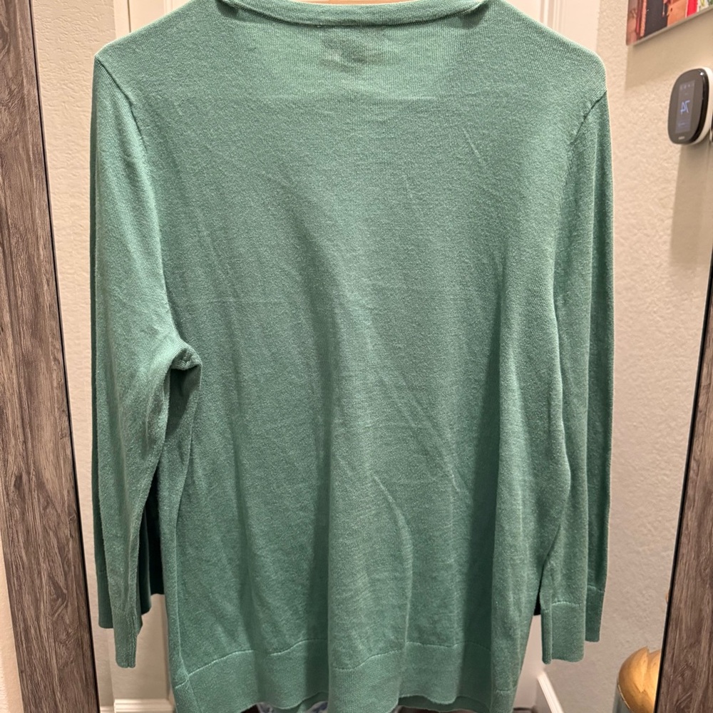 LOFT Outlet Green Lightweight Button Front Cardigan Size L - Picture 5 of 5